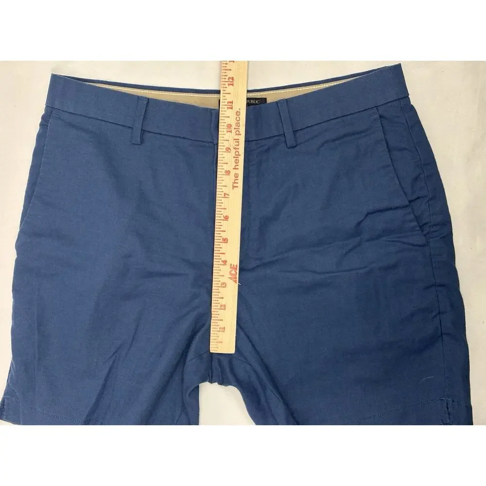 Banana Republic Linen Blend 7” Shorts Men’s 31 Blue Flat Front Cotton Stretch